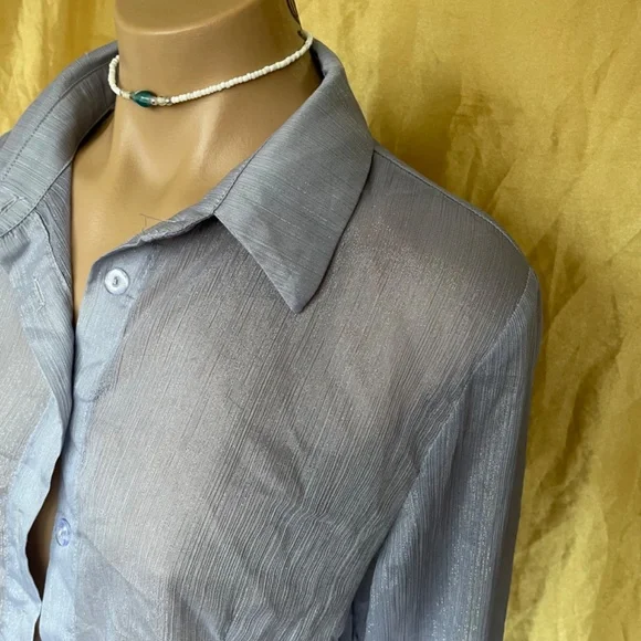 Cr y Baby sparkly sheer button down - Picture 4 of 5